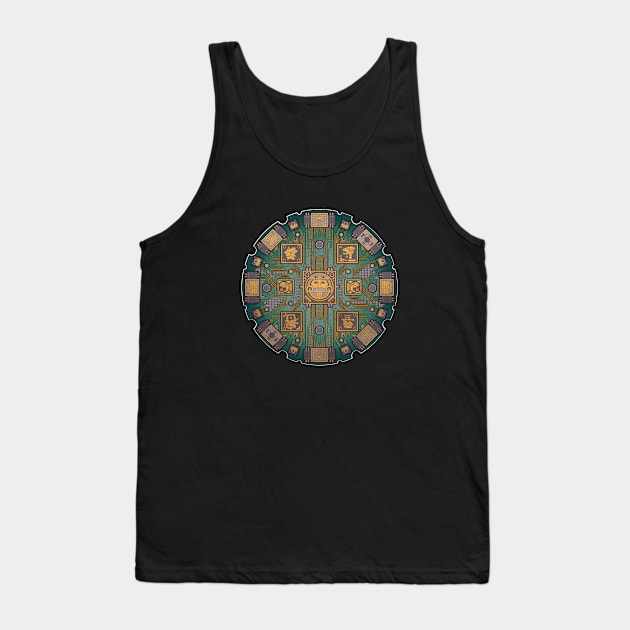 Mayan Circuit Board Tank Top by blackdrawsstuff